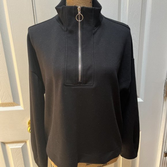 Truth by Republic Sweaters - New Black Crop Sweater Long Sleeves Quater Zipper